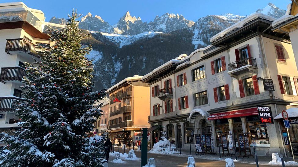 A Christmas tree and properties in Chamonix, France