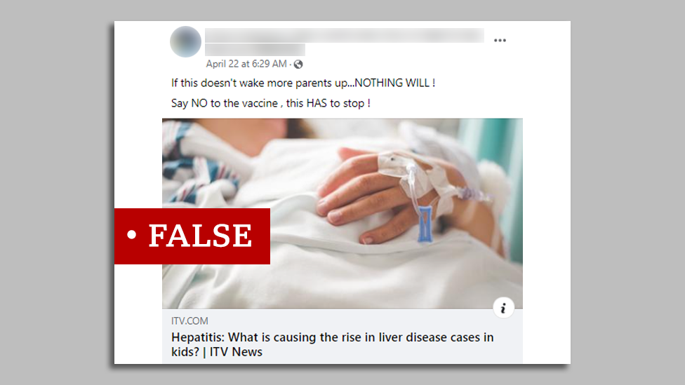 Facebook post labelled FALSE reading: "if this doesn't wake more parents up...NOTHING WILL! Say NO to the vaccine, this HAS to stop!"