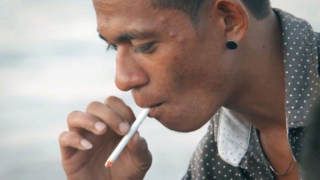 Man smoking in East Timor