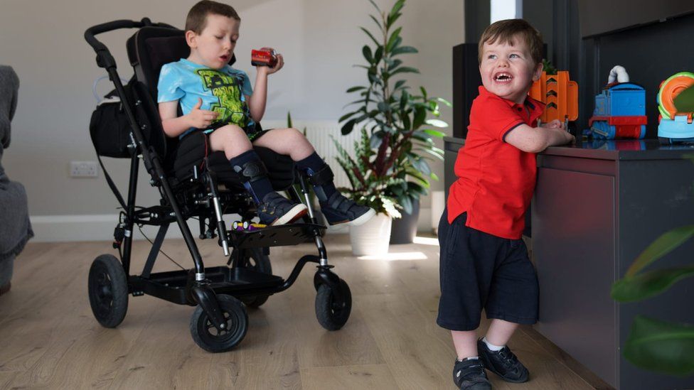 Luke, 4, with his younger brother, Seán, 2, both boys have SMA