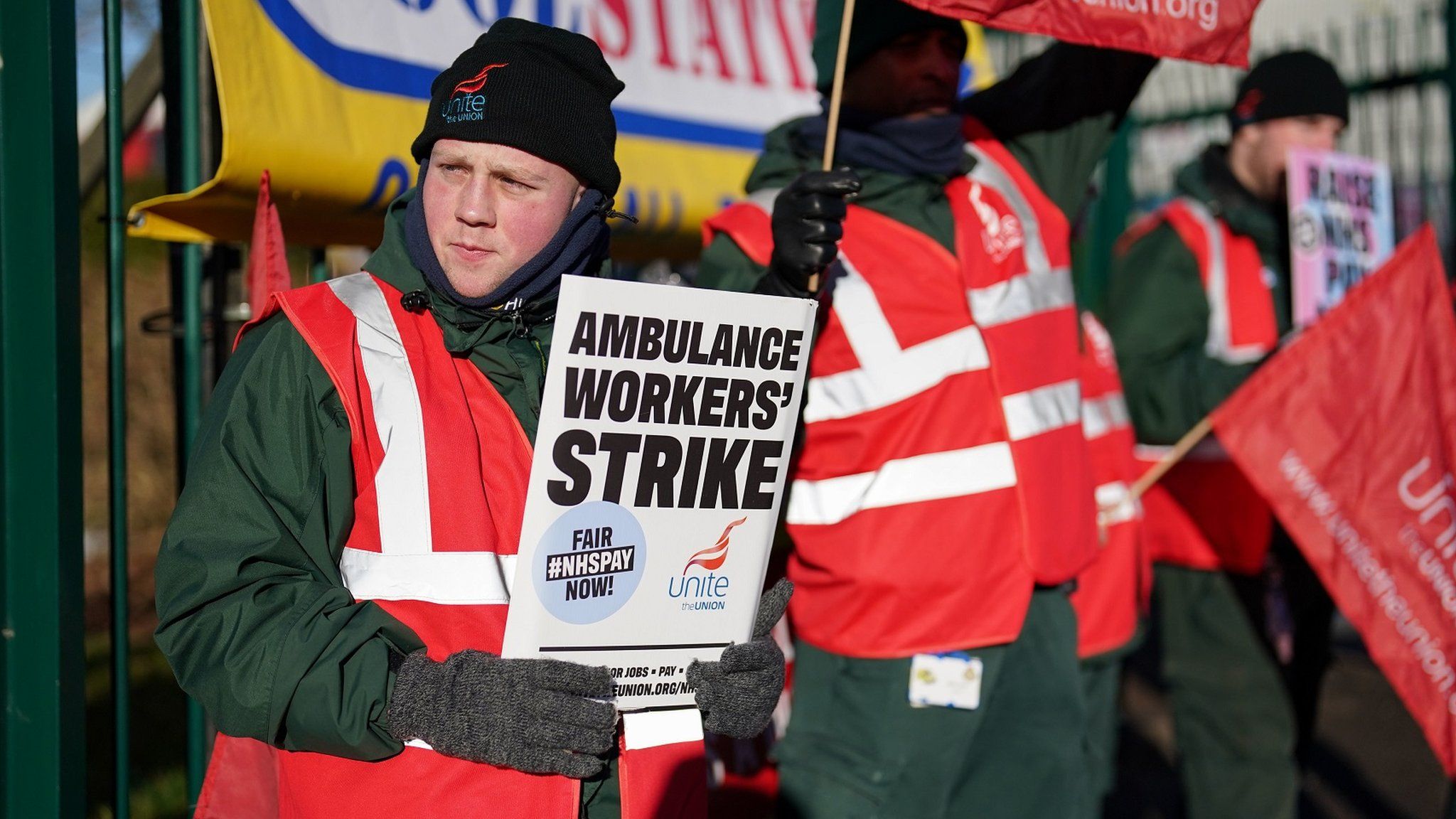Ambulance workers on strike