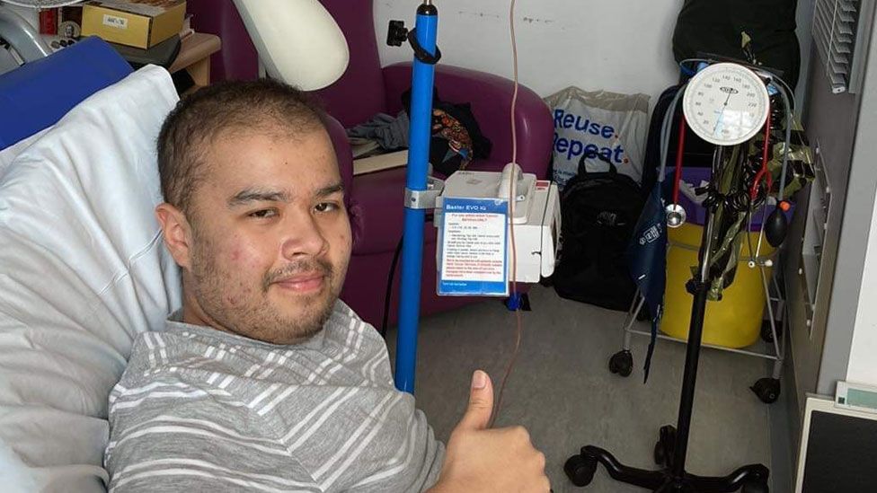 Jake Andrade during treatment