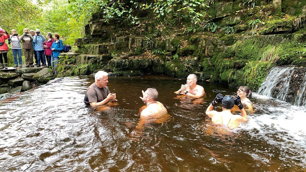 Derek Brockway with the Rhondda Valley Dippers in the water
