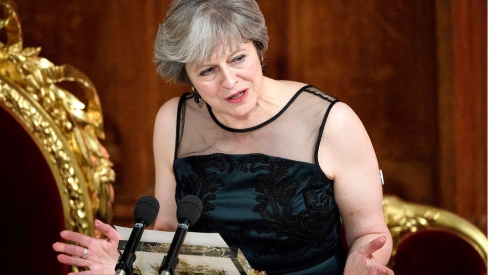 Theresa May making a speech in 2017